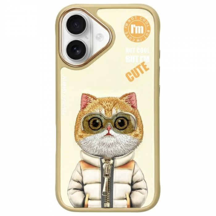 NIMMY - Nimmy iPhone 16 Mobilskal Cool & Cute 2.0 Cat - Khaki