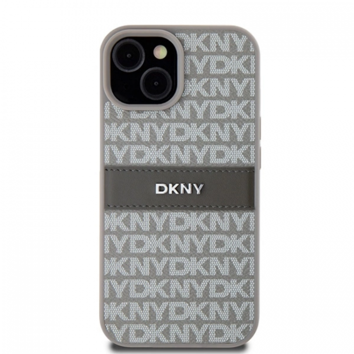 DKNY - DKNY iPhone 15/14 Plus Mobilskal Lder Mono Stripe & Metal Logo