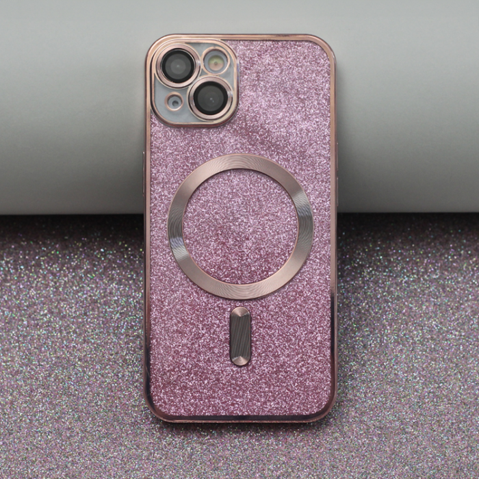 A-One Brand - iPhone 15 Plus Mobilskal MagSafe Glitter Chrome - Rosa