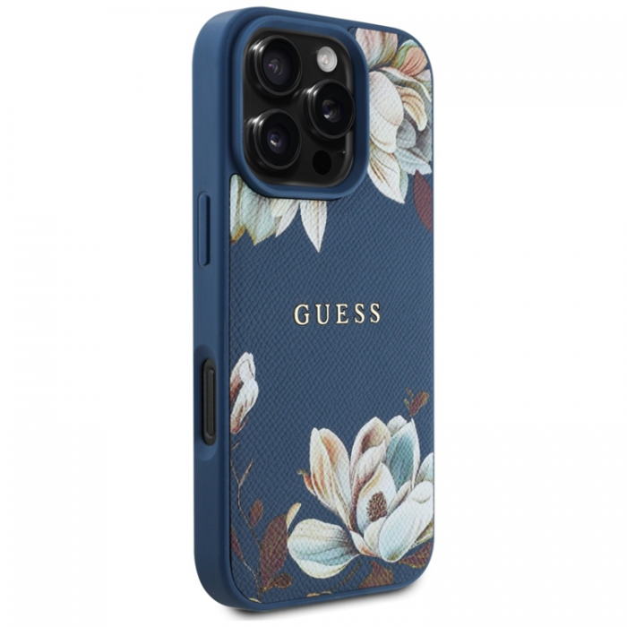 Guess - Guess iPhone 16 Pro Max Mobilskal Magsafe Flower Pattern - Bl