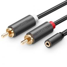 Ugreen - Ugreen 3.5 mm mini jack - 2RCA Audio Kabel 25 cm - Grå