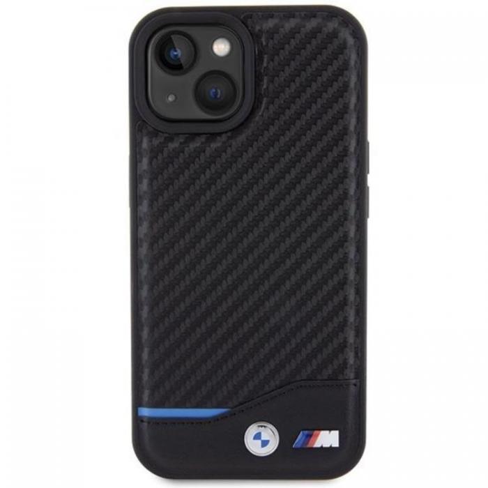 Guess - BMW iPhone 15 Mobilskal Lder Carbon - Svart