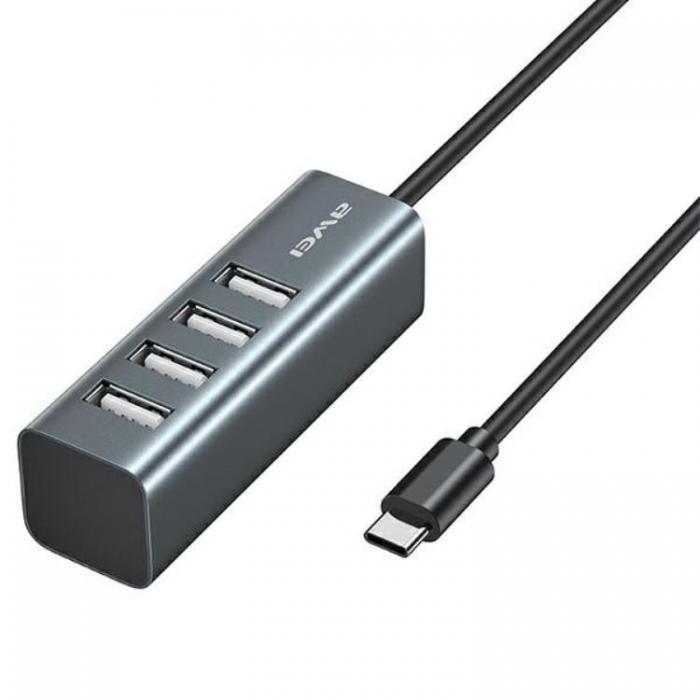 Awei - Awei USB-C till USB-A 4-Portar Hubb CL-122T - Svart