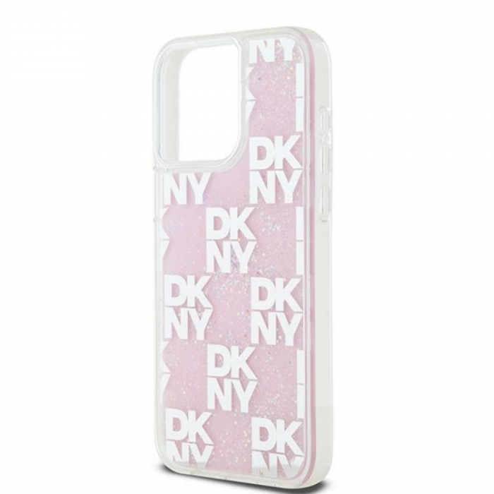 DKNY - DKNY iPhone 15 Pro Max Mobilskal Liquid Glitter Multi Logo - Rosa