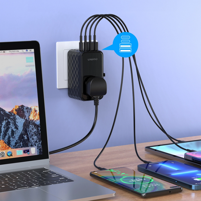 Choetech - Choetech Reseadapter 100W 2xUSB-C 2xUSB-A - Svart