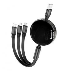 Hoco - Hoco 3in1 Kabel USB-A till Lightning/Micro-USB/Typ-C 2A 1m X78 - Svart