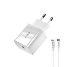 Devia - Devia Väggladdare 20W USB-C + USB-C Till Lightning Kabel - Vit