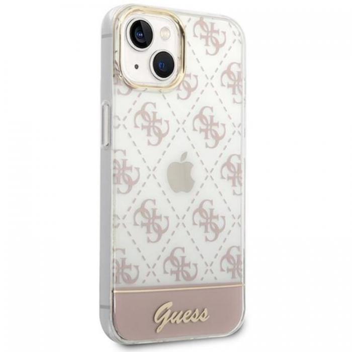 Guess - GUESS iPhone 14 Plus Skal Pattern Script - Rosa