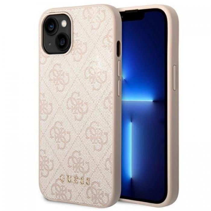 Guess - Guess iPhone 14 Plus Mobilskal Metall Gold Logo - Rosa