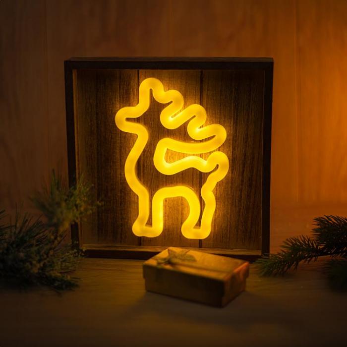 Forever Light - Forever Light LED Neon Wood FRAME DEER FLNW01 - Varmvit