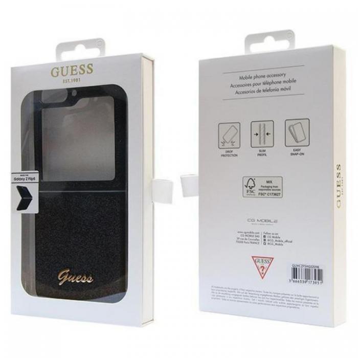 Guess - Guess Galaxy Z Flip 5 Mobilskal Glitter Script - Svart