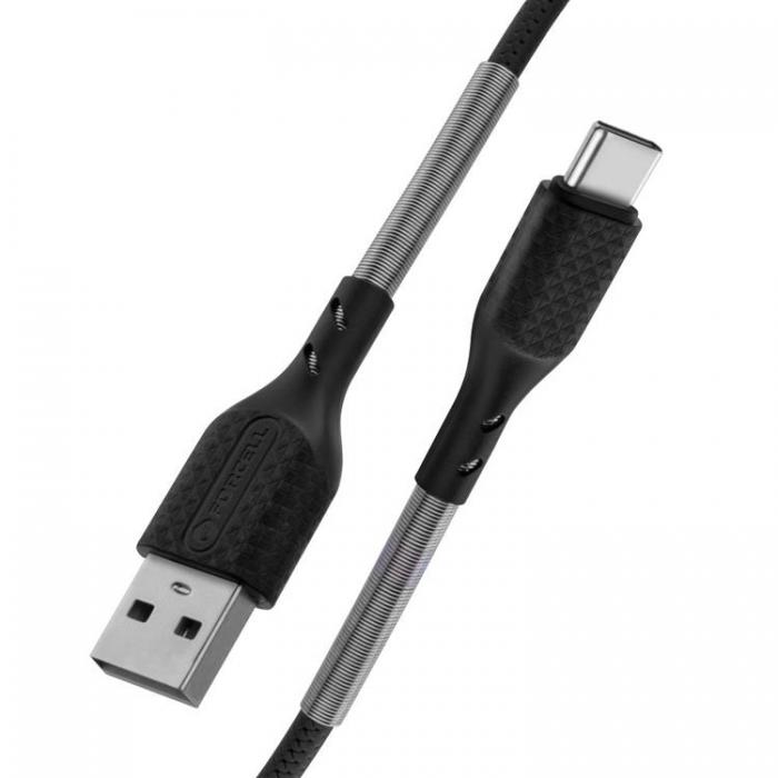 Forcell - Forcell Carbon USB-C till USB-A kabel 1m - Svart