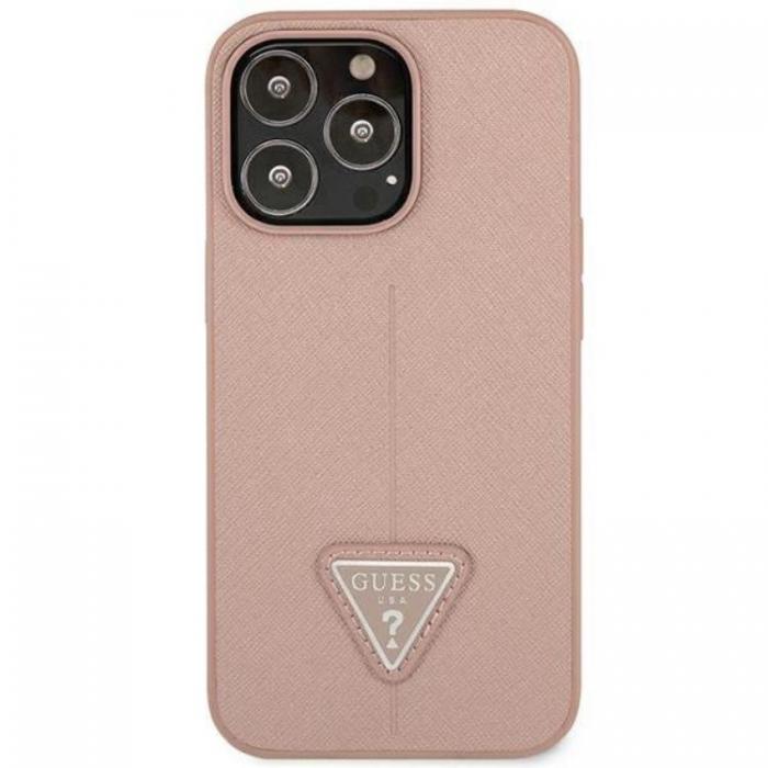 Guess - GUESS iPhone 14 Pro Max Skal Saffiano Triangle Logo - Rosa