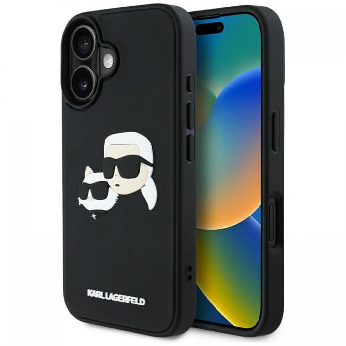 KARL LAGERFELD - Karl Lagerfeld iPhone 16 Mobilskal 3D Rubber Double Heads - Svart