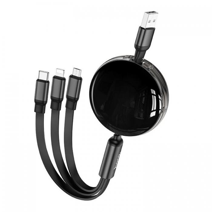 Hoco - Hoco 3in1 USB-A till USB-C, Lightning, microUSB kabel 2A 1m