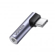 Ugreen - Ugreen Vinklad Audio Adapter USB-C till Miniuttag 3.5 mm - Grå