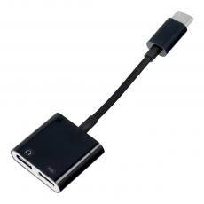 OEM - Adaptor HF/audio + charging USB-C to USB-C Svart BOX
