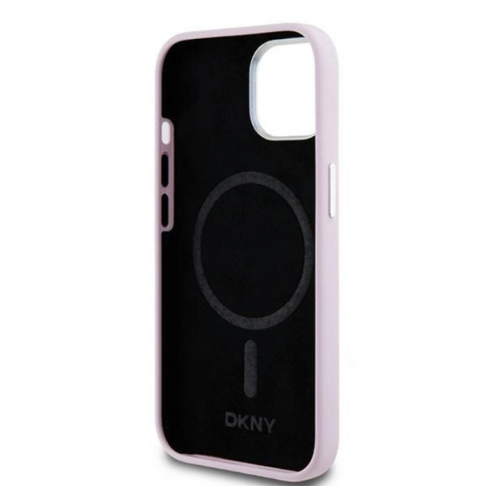 DKNY - DKNY iPhone 14 Mobilskal Magsafe Liquid Silikon Small Metal Logo - Rosa