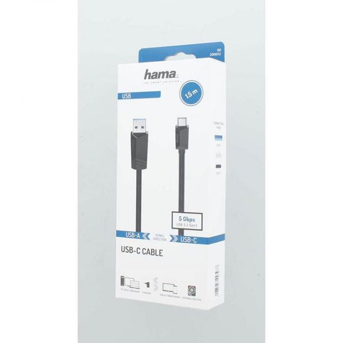 Hama - Hama USB-C till USB-A kabel USB 3.2 5 Gbit/s 1.5m - Svart