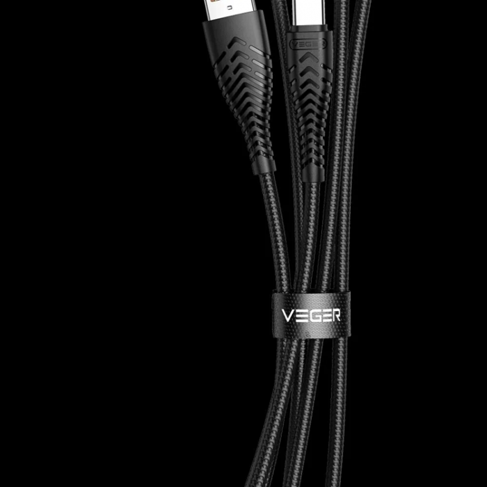 Veger - Veger USB-C till USB-A kabel 1.2m 2.4A - Svart