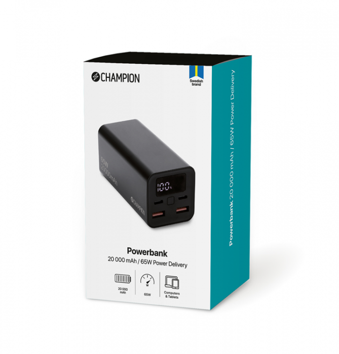 Champion - Champion PowerBank 20000 mAh 65W PD