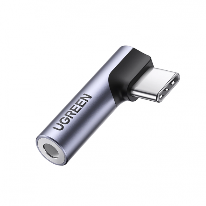 Ugreen - Ugreen Vinklad Audio Adapter USB-C till Miniuttag 3.5 mm - Gr