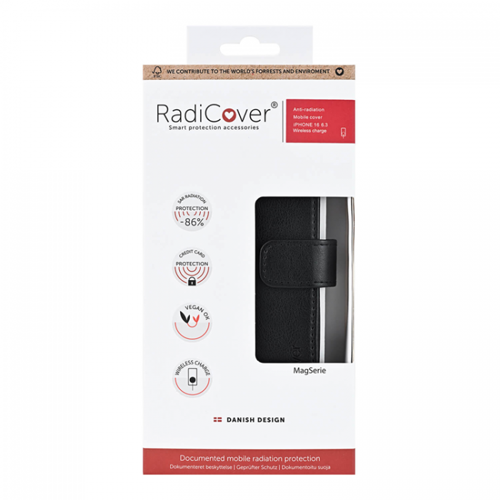 Radicover - Radicover iPhone 16 Plnboksfodral RFID Strlningsskydd - Svart