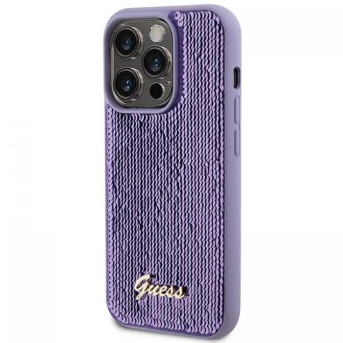 Guess - Guess iPhone 15 Pro Mobilskal Sequin Script Metal - Lila