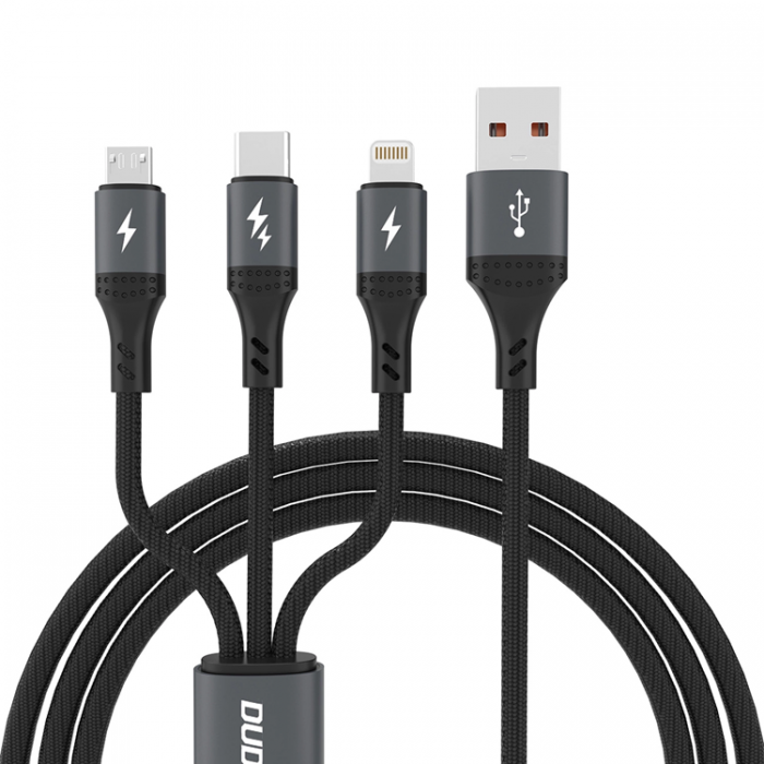 Dudao - Dudao 3-in-1 Micro-USB/USB-C/Lightning Kabel 1.2m 60W - Svart