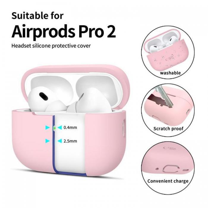 Tech-Protect - Tech-Protect Apple Airpods Pro 1/2 Skal Silikon - Dusty Rosa