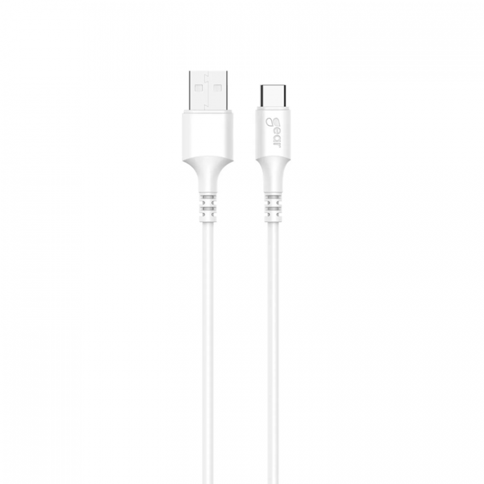 GEAR - GEAR Laddkabel USB-C till USB-A kabel 2.0 2m Vit gen2 Rund