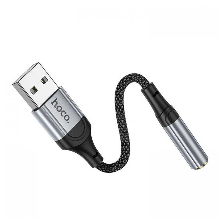 Hoco - Hoco Adapter USB-A till Aux Jack 3.5mm 0.12m LS36 - Svart