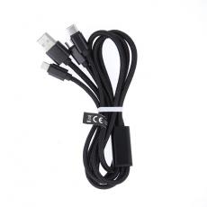 Maxlife - Maxlife 3in1 USB/MicroUSB/Lightning/Typ-C 1m 2.1A Nylon Svart