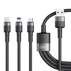 XO - XO 3in1 USB/MicroUSB/Lightning/Typ-C 40W 1.2m NB-Q191 - Svart