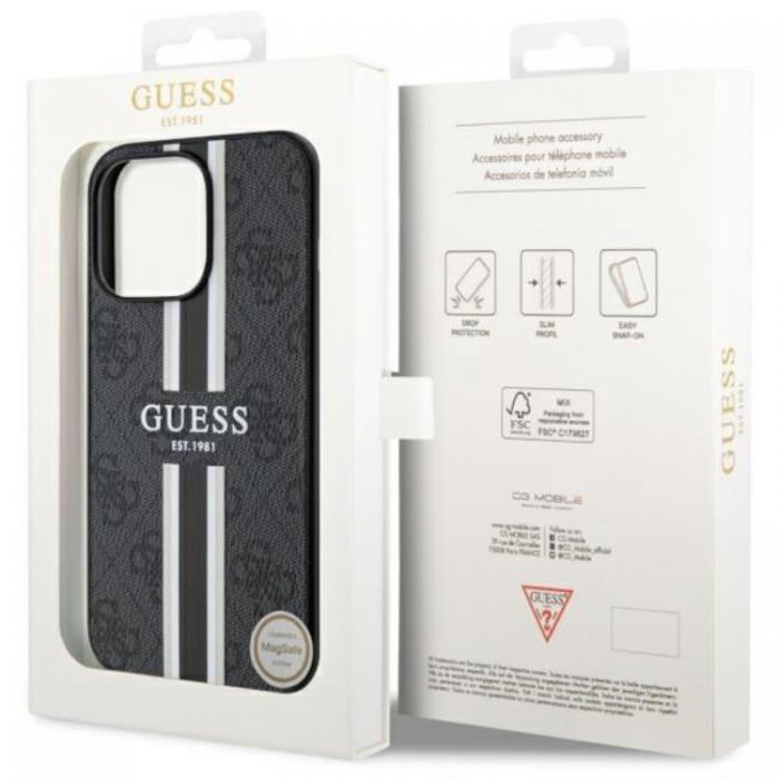 Guess - Guess iPhone 13 Pro Max Mobilskal MagSafe Printed Stripes - Svart