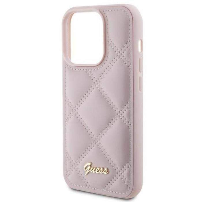 Guess - Guess iPhone 15 Pro Mobilskal Quilted Metal Logo - Rosa