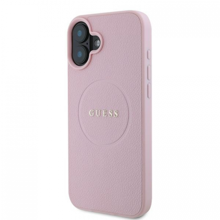 Guess - Guess iPhone 16 Plus Mobilskal Magsafe Grained Ring - Rosa