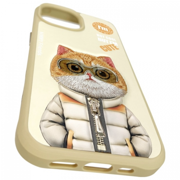 NIMMY - Nimmy iPhone 15 Mobilskal Cool & Cute 2.0 Cat - Khaki