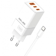 Beline - Beline Väggladdare 2x USB-C Till USB-A Med USB-C Kabel - Vit