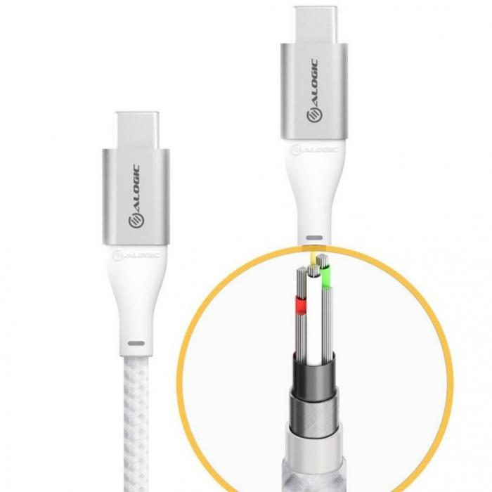 ALOGIC - ALOGIC Ultra USB-C till USB-C Kabel 3m 5A / 480Mbps - Silver