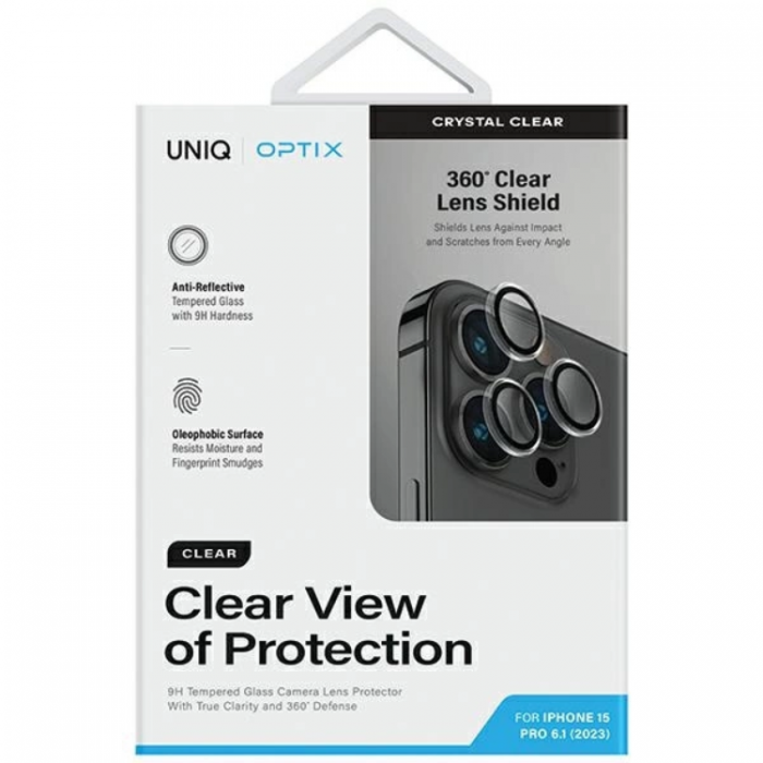 UNIQ - UNIQ iPhone 15 Pro Kameralinsskydd Hrdat Glas Optix