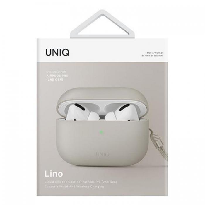 UNIQ - UNIQ AirPods Pro 2 Skal Lino Silikon - Beige Ivory