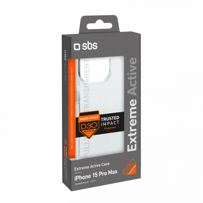 SBS - SBS iPhone 15 Pro Max Mobilskal D3O - Transparent