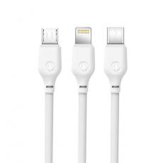 XO - XO 3in1 USB/MicroUSB/Lightning/Typ-C 1m 2.1A NB103 - Vit