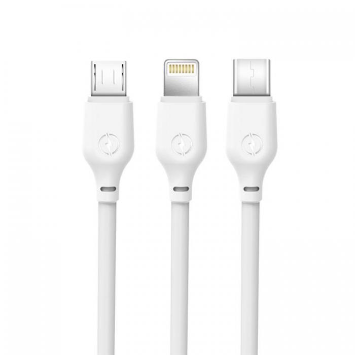 XO - XO 3in1 USB/MicroUSB/Lightning/Typ-C 1m 2.1A NB103 - Vit