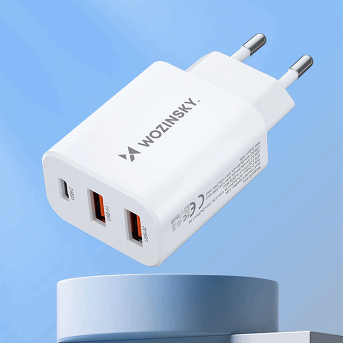 Wozinsky - Wozinsky Vggladdare 30W USB-C/2 x USB-A - Vit