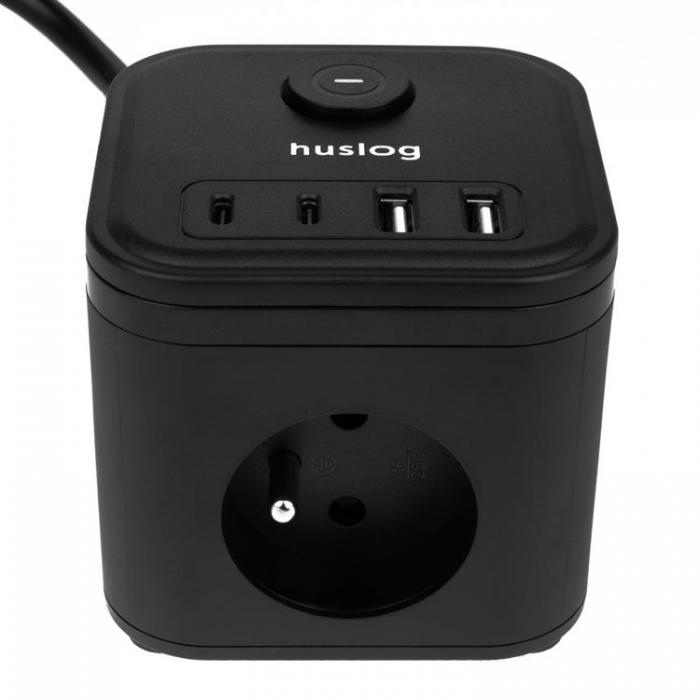 Huslog - Huslog Cube Frlngningssladd med USB - Svart