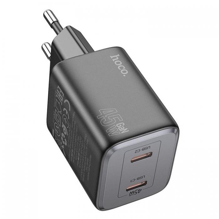 Hoco - Hoco Vggladdare 2xUSB-C GaN 45W N42 - Svart