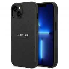 Guess - GUESS iPhone 14 Plus Skal Glitter Flakes Script Metal Logo - Svart