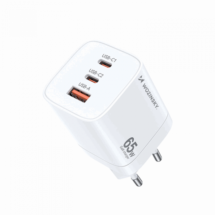 Wozinsky - Wozinsky Vggladdare CGWCW 65W USB-A/2 x USB-C GaN - Vit